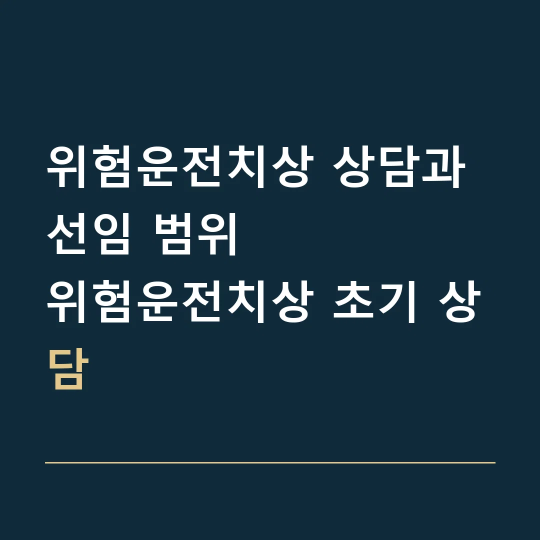 위험운전치상 상담과 선임 범위 · 위험운전치상 초기 상담