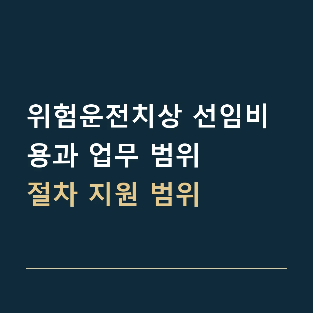 위험운전치상 선임비용과 업무 범위 · 절차 지원 범위