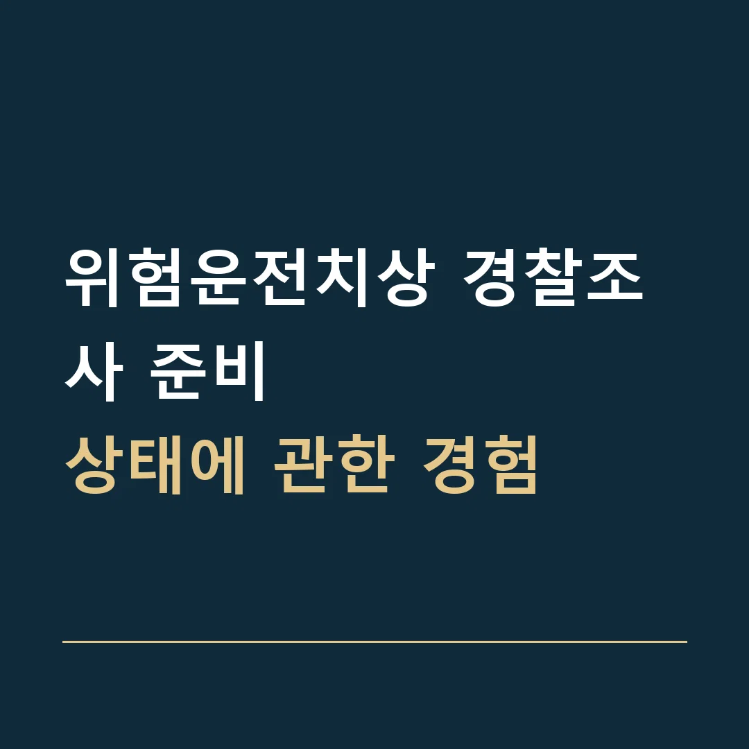 위험운전치상 경찰조사 준비 · 상태에 관한 경험