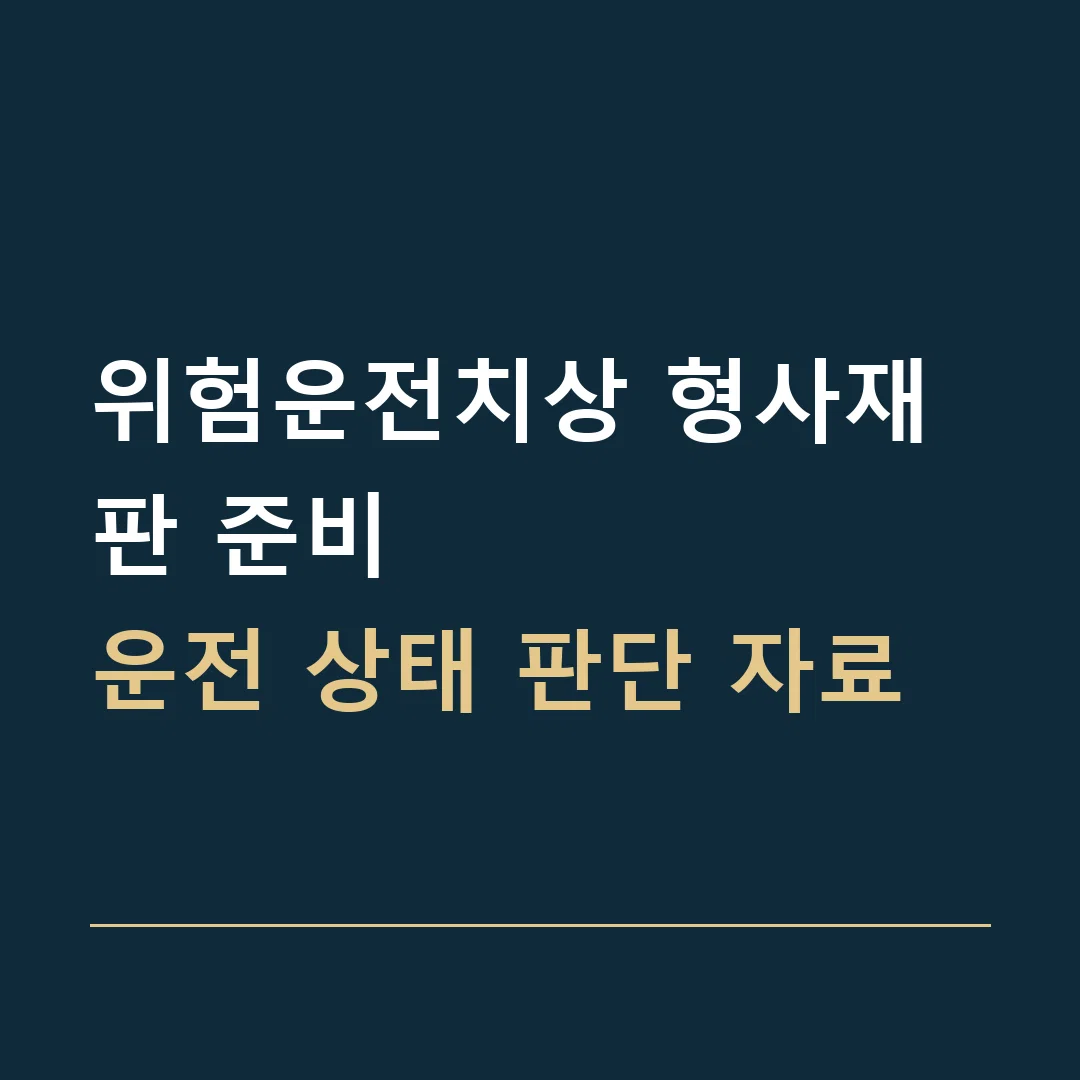 위험운전치상 형사재판 준비 · 운전 상태 판단 자료