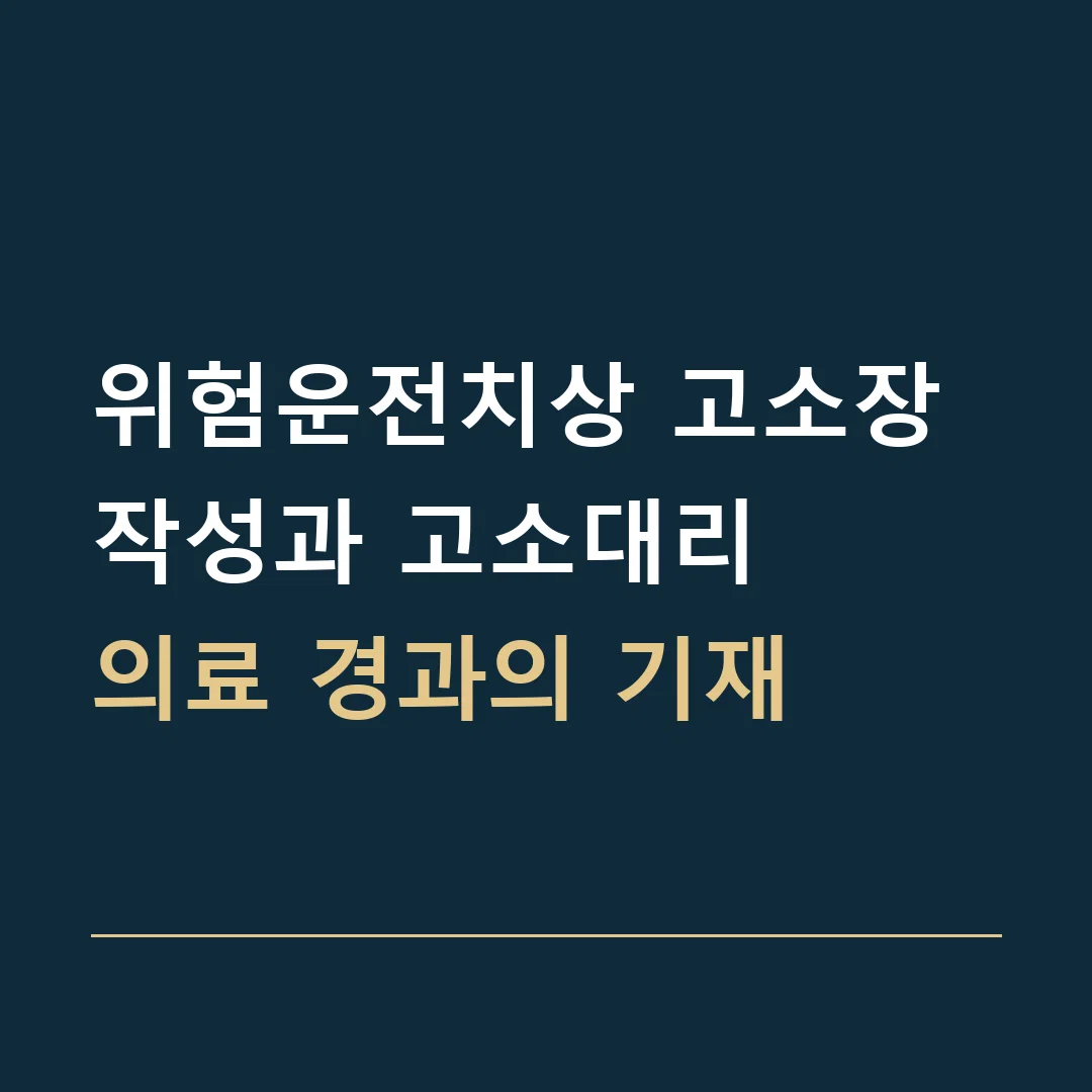 위험운전치상 고소장 작성과 고소대리 · 의료 경과의 기재