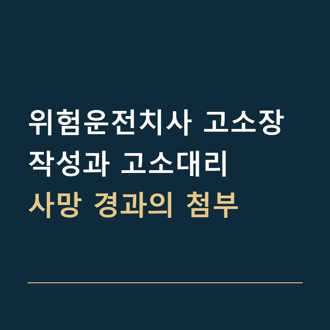 위험운전치사 고소장 작성과 고소대리 · 사망 경과의 첨부