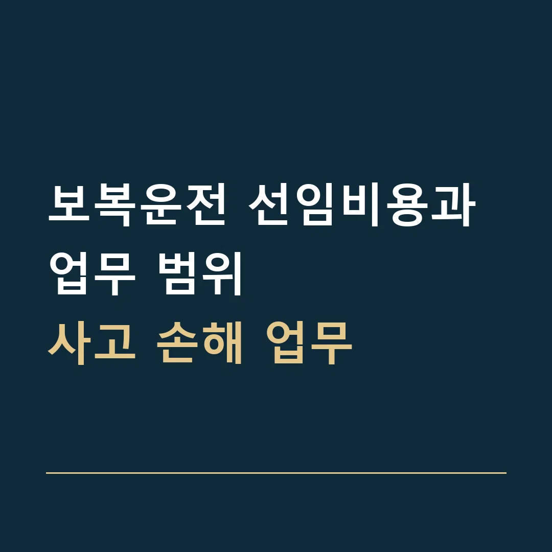 보복운전 선임비용과 업무 범위 · 사고 손해 업무