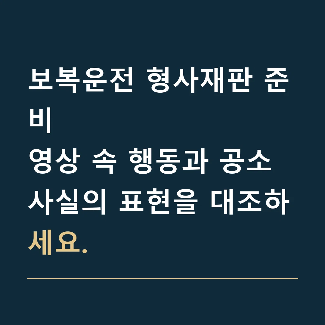 보복운전 형사재판 준비 · 영상 속 행동과 공소사실의 표현을 대조하세요.
