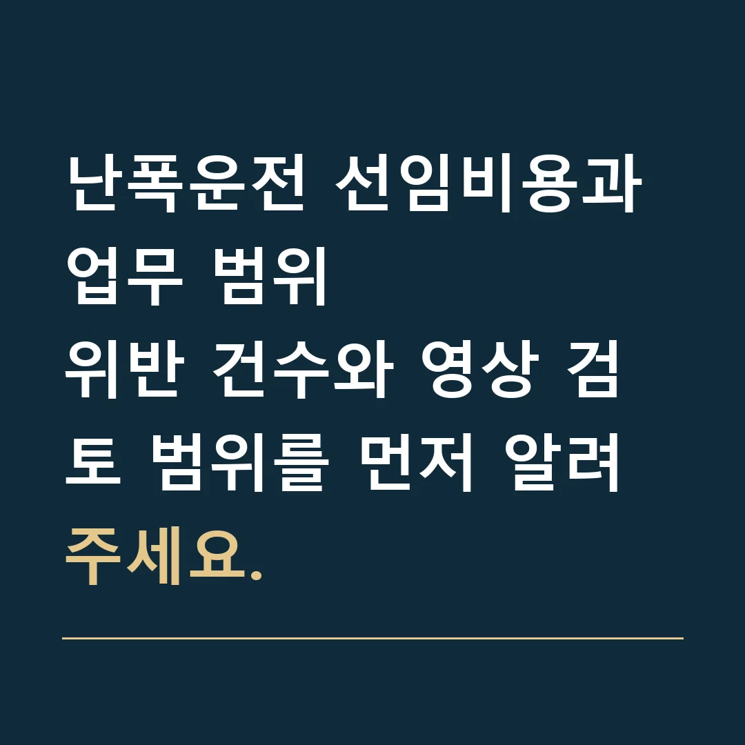 난폭운전 선임비용과 업무 범위 · 위반 건수와 영상 검토 범위를 먼저 알려주세요.