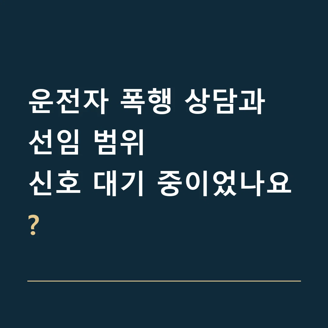운전자 폭행 상담과 선임 범위 · 신호 대기 중이었나요?