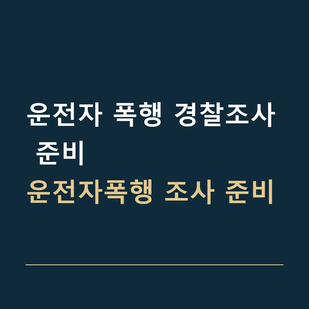 운전자 폭행 경찰조사 준비 · 운전자폭행 조사 준비