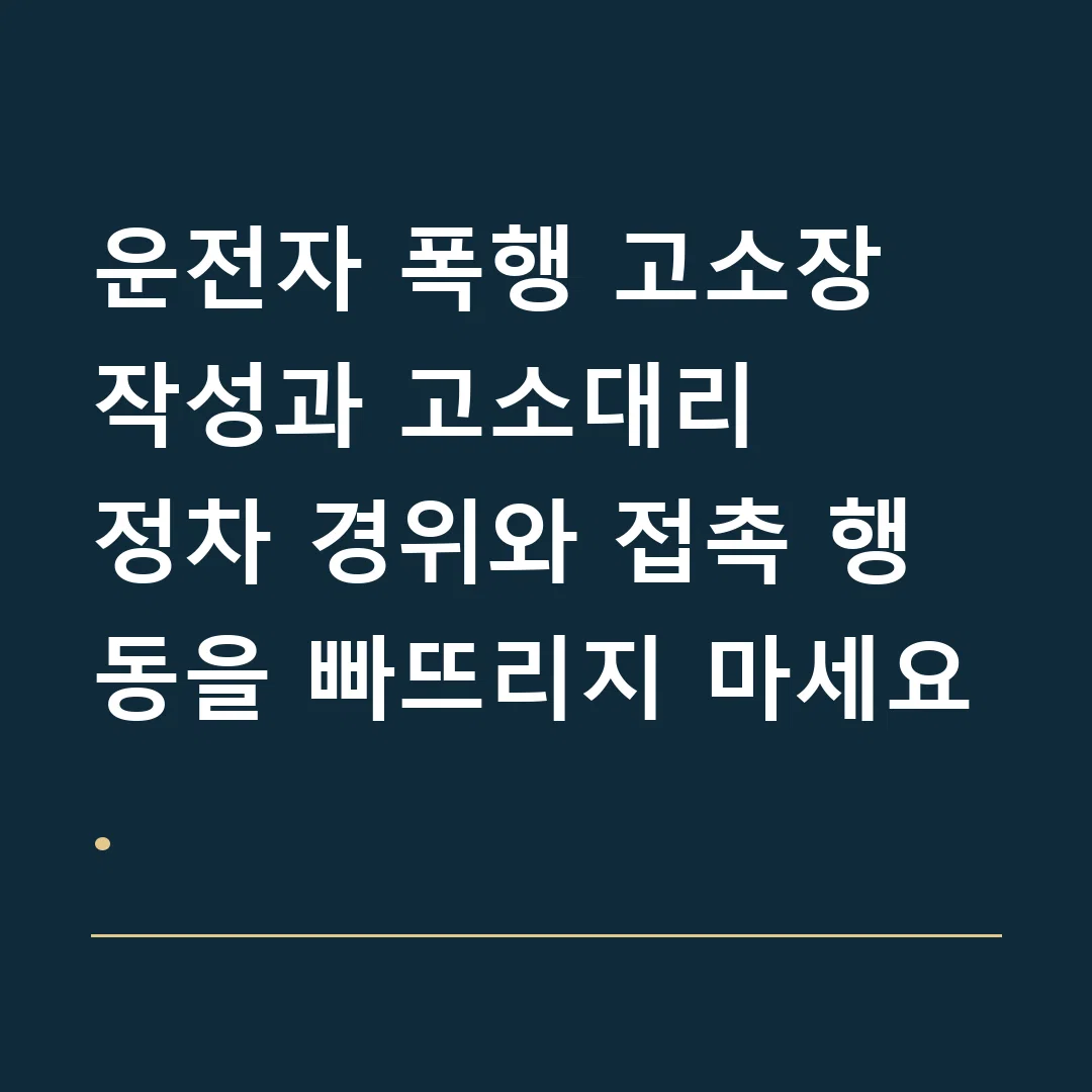 운전자 폭행 고소장 작성과 고소대리 · 정차 경위와 접촉 행동을 빠뜨리지 마세요.