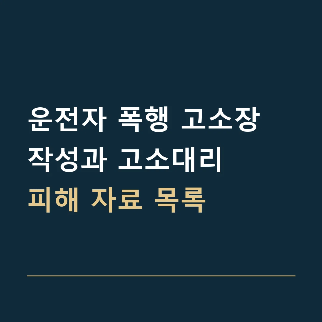 운전자 폭행 고소장 작성과 고소대리 · 피해 자료 목록