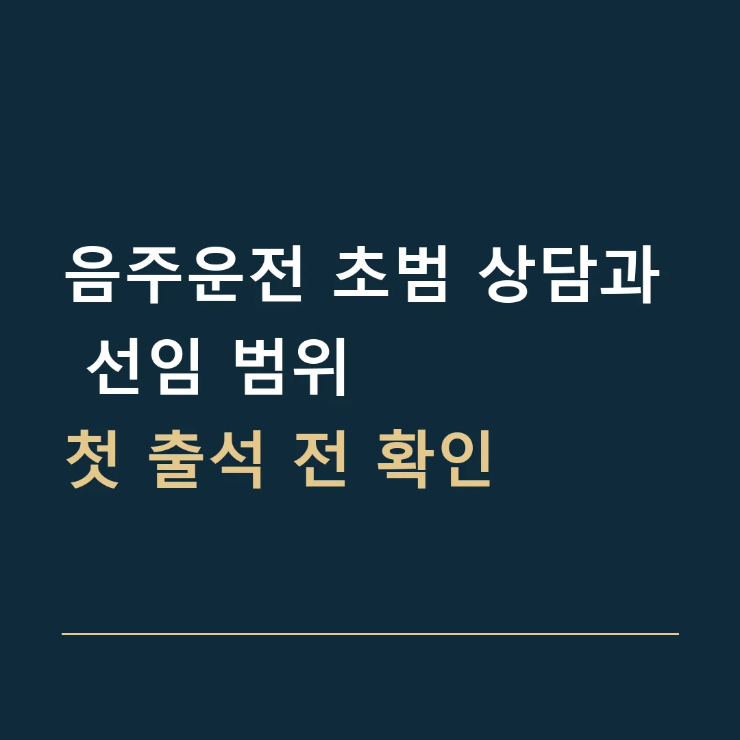 음주운전 초범 상담과 선임 범위 · 첫 출석 전 확인
