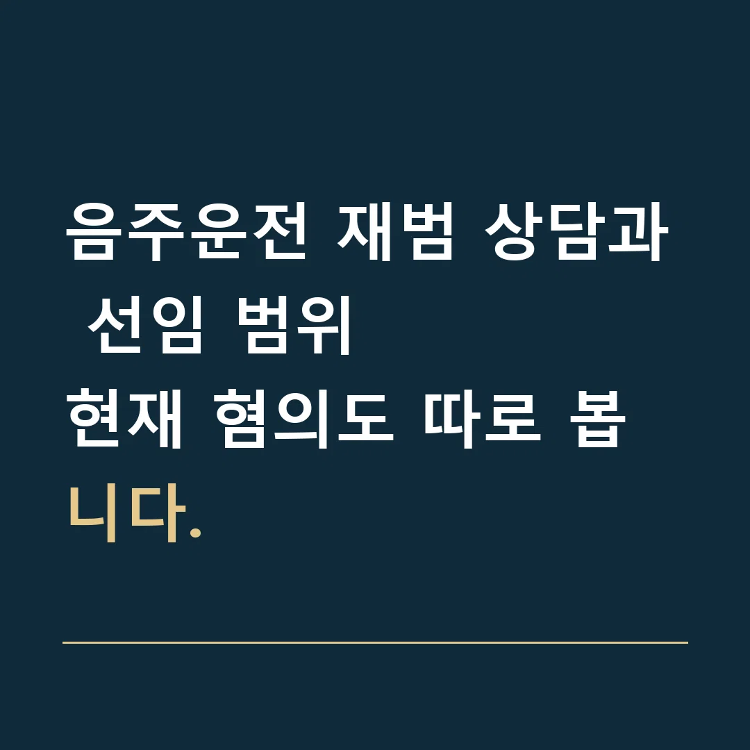 음주운전 재범 상담과 선임 범위 · 현재 혐의도 따로 봅니다.