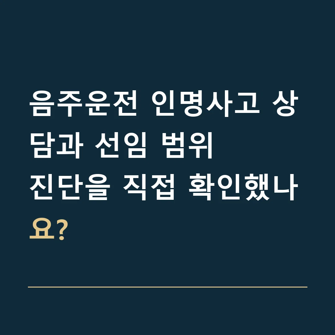 음주운전 인명사고 상담과 선임 범위 · 진단을 직접 확인했나요?