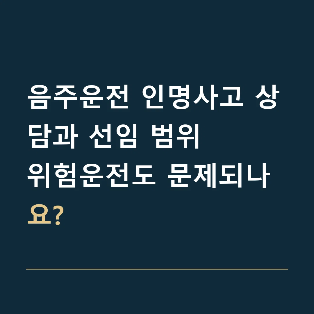 음주운전 인명사고 상담과 선임 범위 · 위험운전도 문제되나요?