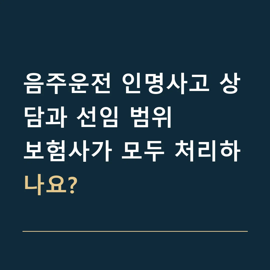 음주운전 인명사고 상담과 선임 범위 · 보험사가 모두 처리하나요?