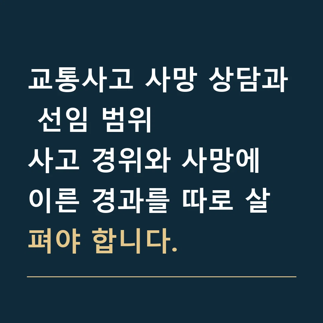 교통사고 사망 상담과 선임 범위 · 사고 경위와 사망에 이른 경과를 따로 살펴야 합니다.