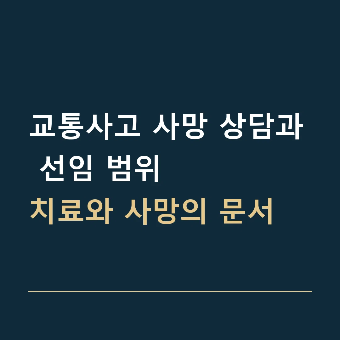 교통사고 사망 상담과 선임 범위 · 치료와 사망의 문서