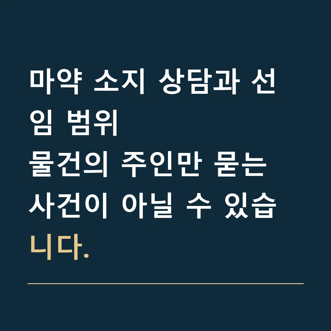 마약 소지 상담과 선임 범위 · 물건의 주인만 묻는 사건이 아닐 수 있습니다.