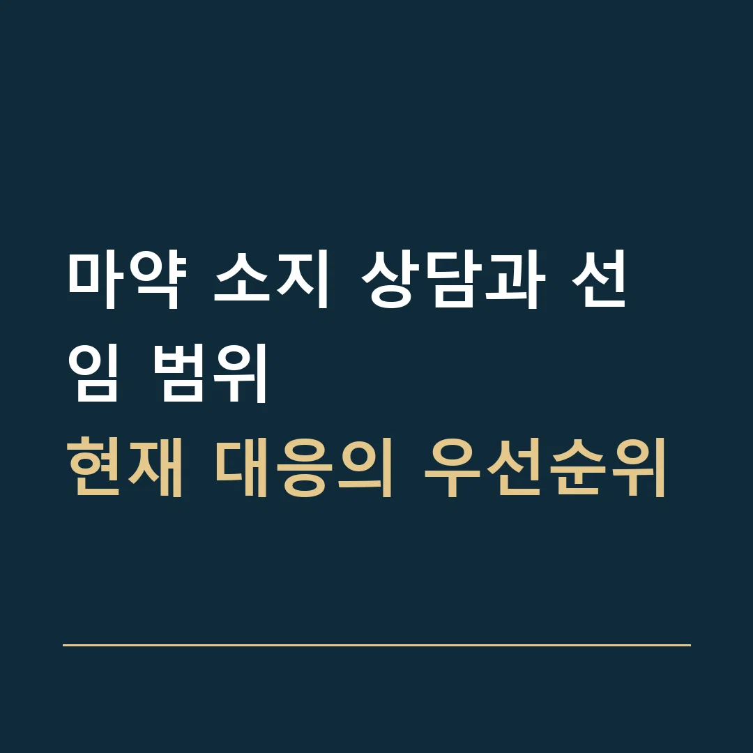 마약 소지 상담과 선임 범위 · 현재 대응의 우선순위