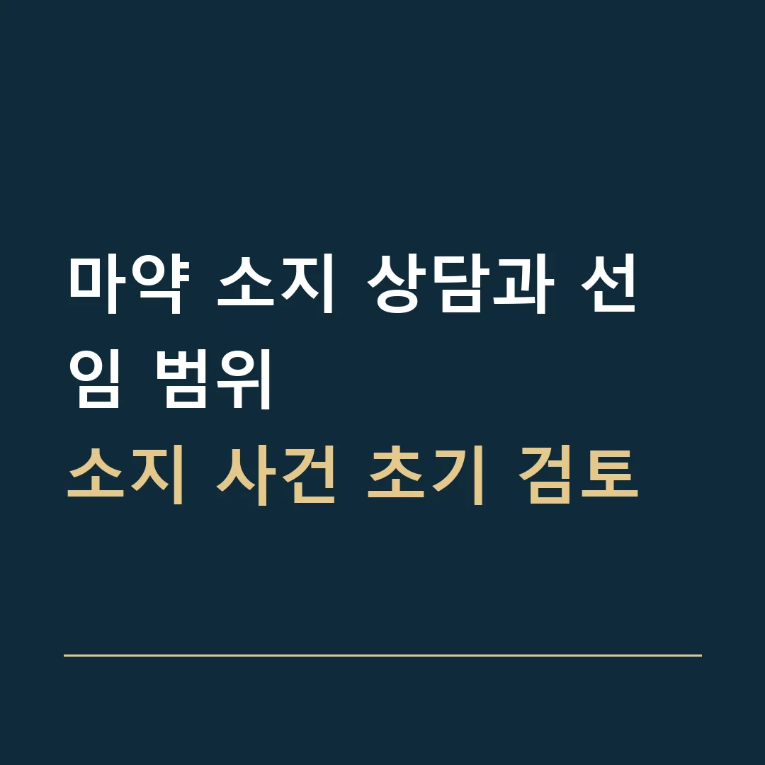 마약 소지 상담과 선임 범위 · 소지 사건 초기 검토