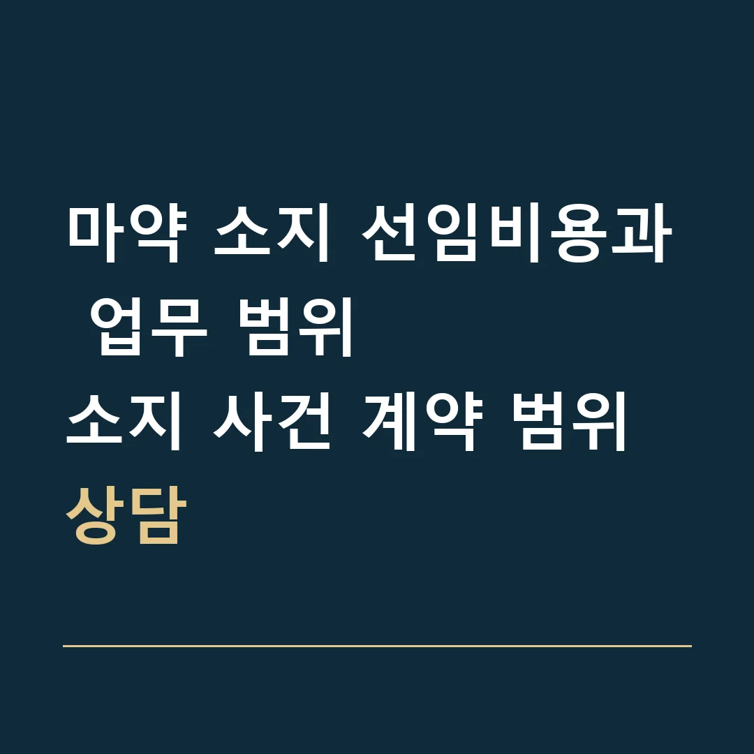 마약 소지 선임비용과 업무 범위 · 소지 사건 계약 범위 상담