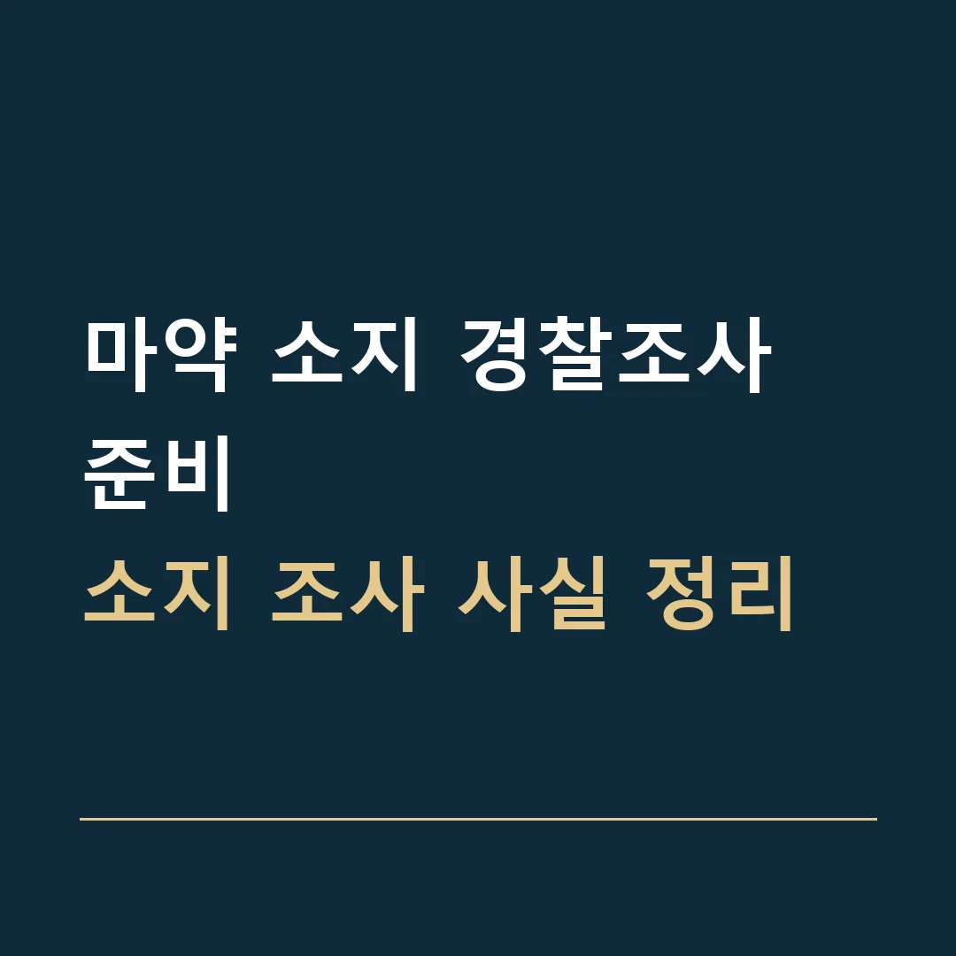 마약 소지 경찰조사 준비 · 소지 조사 사실 정리