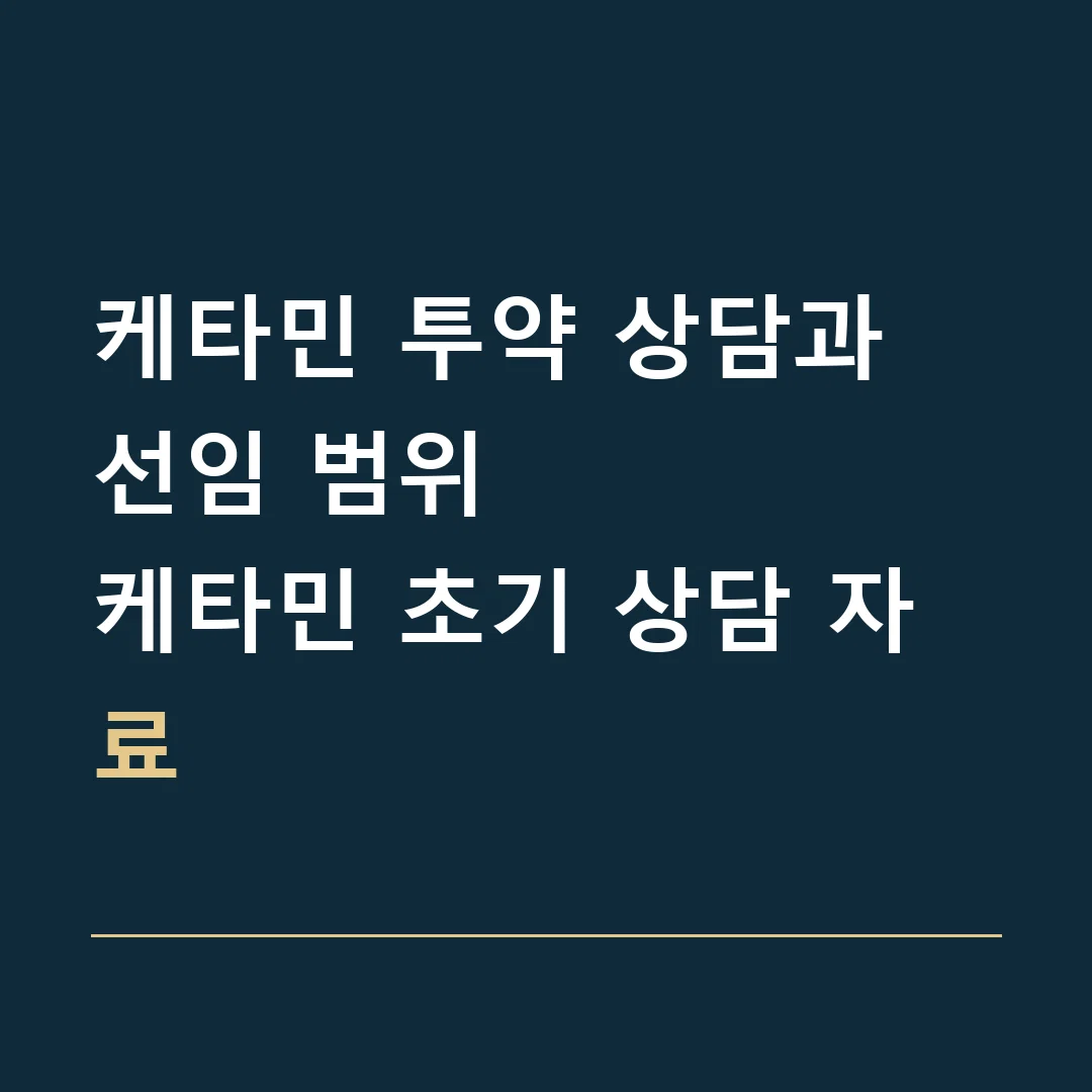케타민 투약 상담과 선임 범위 · 케타민 초기 상담 자료