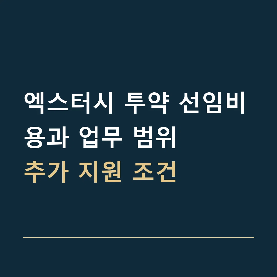 엑스터시 투약 선임비용과 업무 범위 · 추가 지원 조건