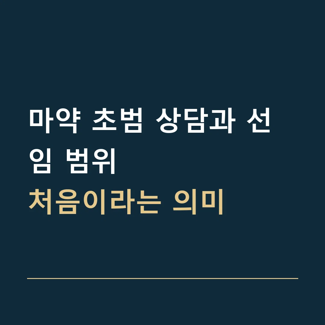 마약 초범 상담과 선임 범위 · 처음이라는 의미