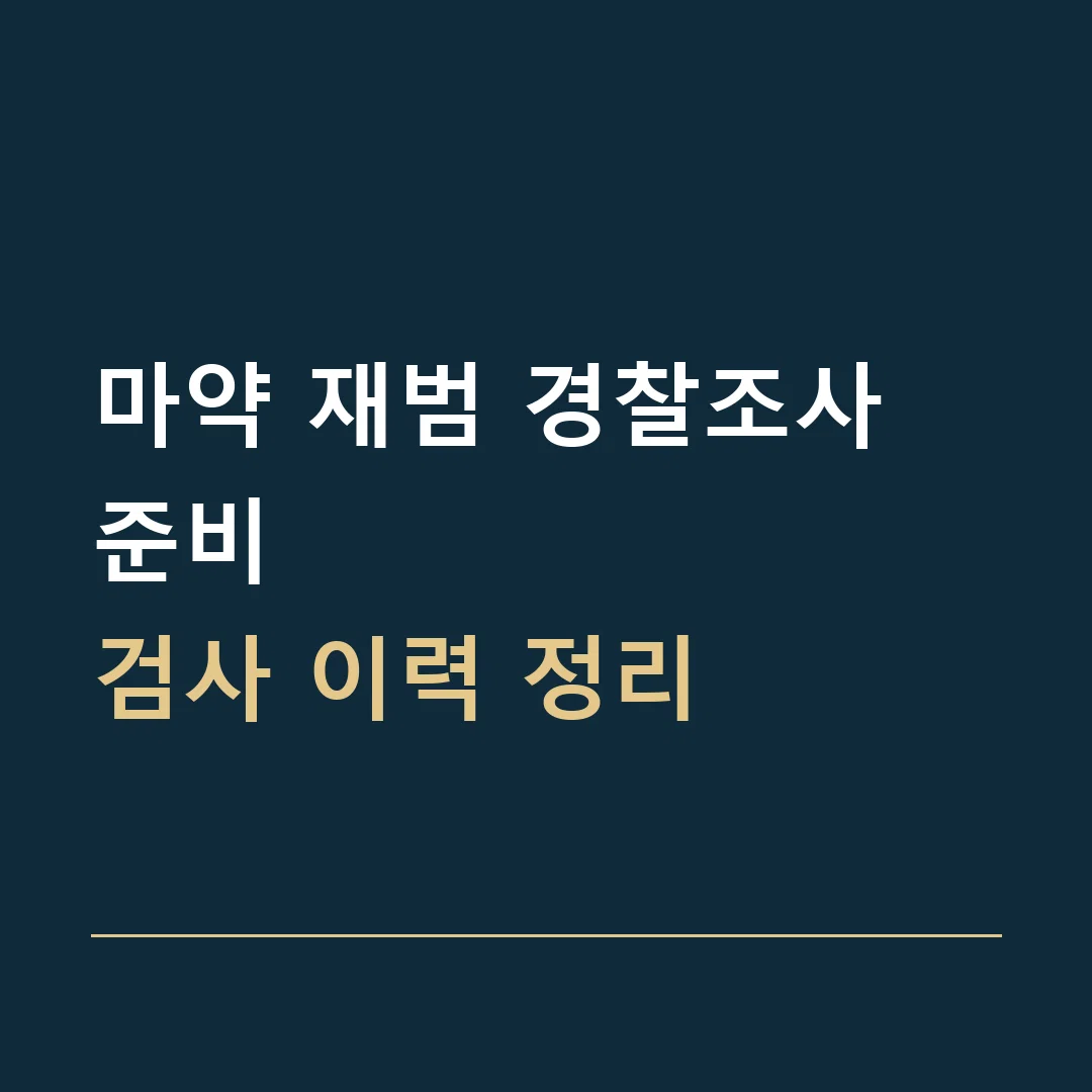 마약 재범 경찰조사 준비 · 검사 이력 정리