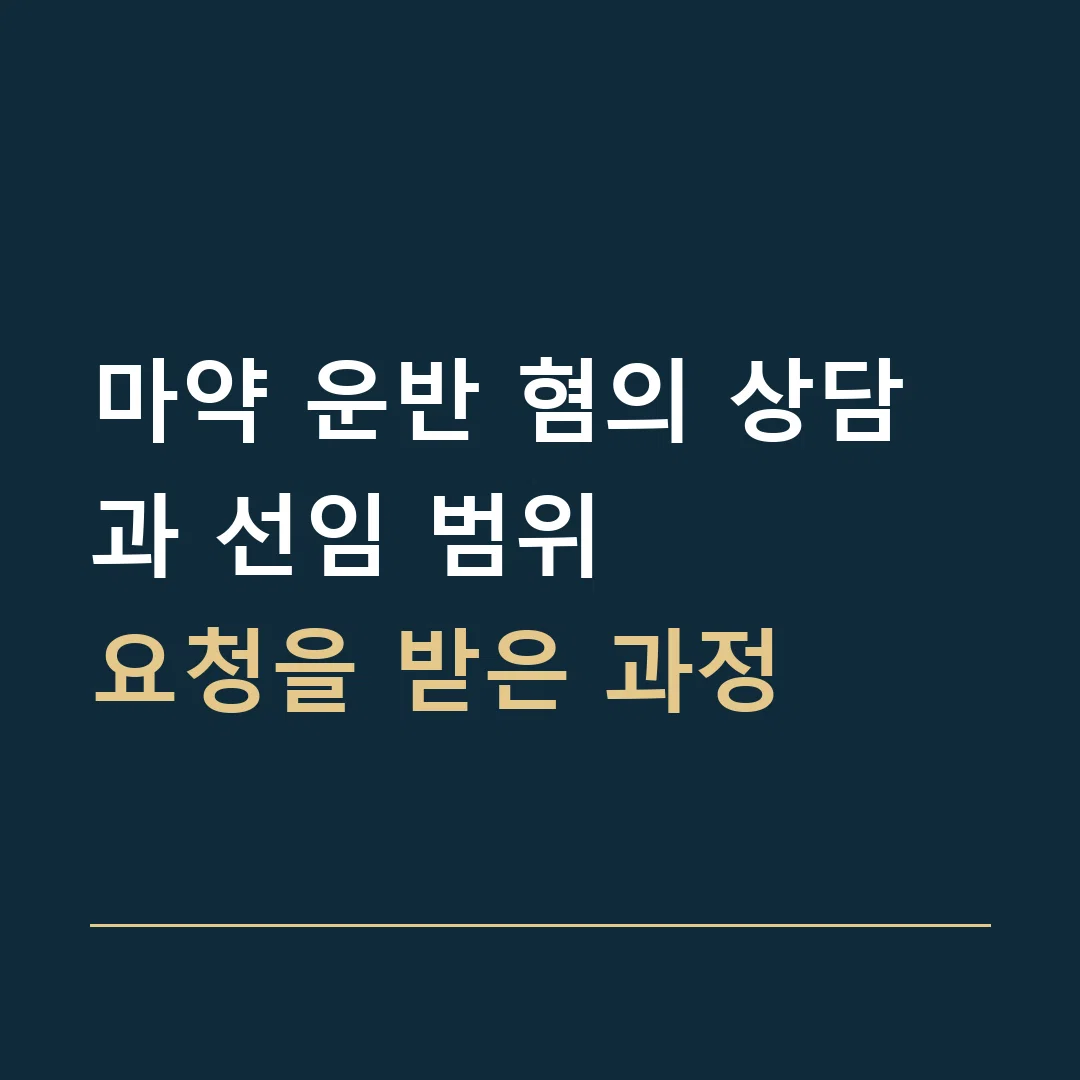 마약 운반 혐의 상담과 선임 범위 · 요청을 받은 과정