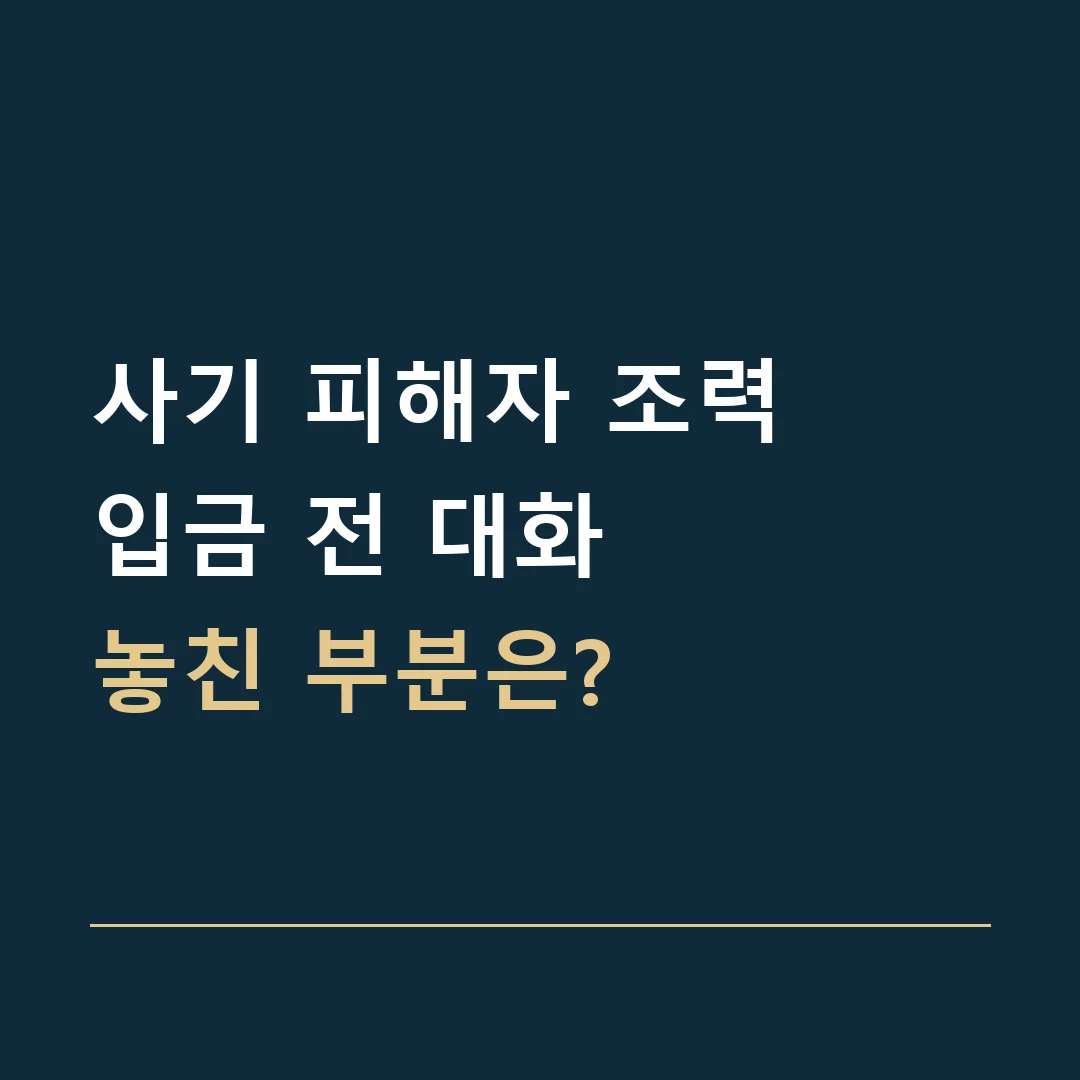 사기 피해자 조력 · 입금 전 대화
놓친 부분은?
