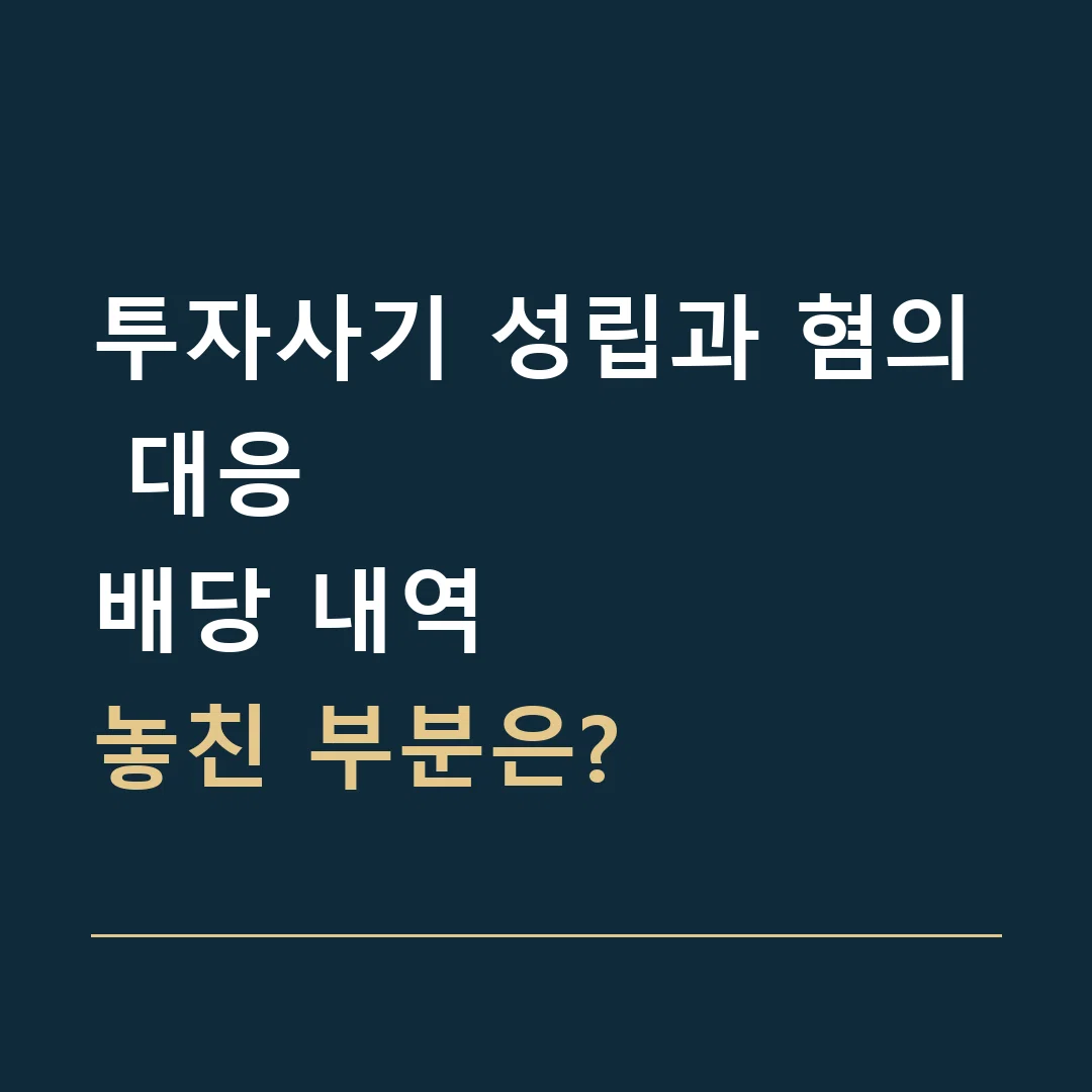 투자사기 성립과 혐의 대응 · 배당 내역
놓친 부분은?
