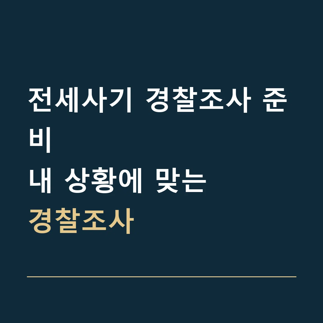 전세사기 경찰조사 준비 · 내 상황에 맞는
경찰조사