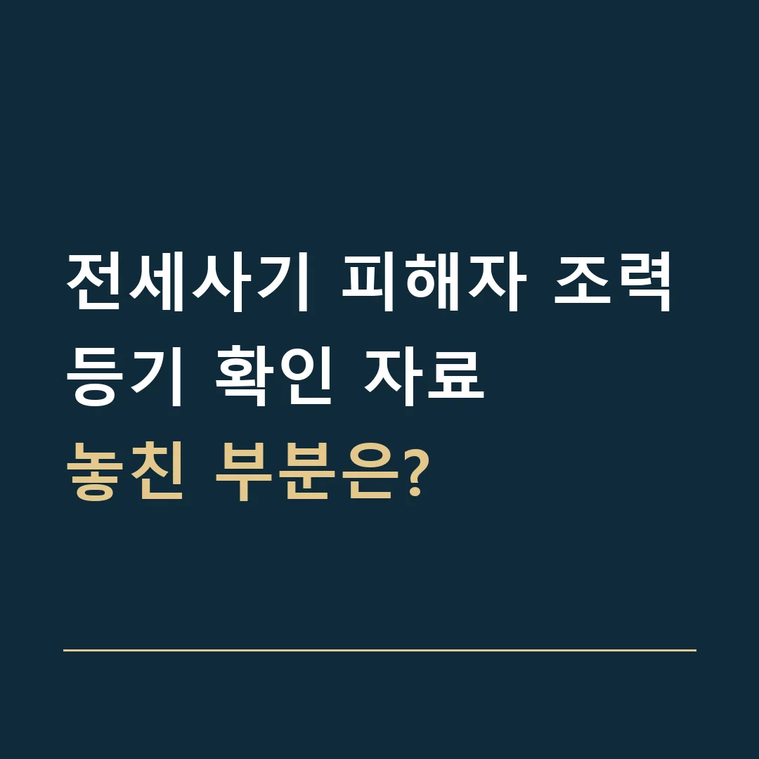 전세사기 피해자 조력 · 등기 확인 자료
놓친 부분은?
