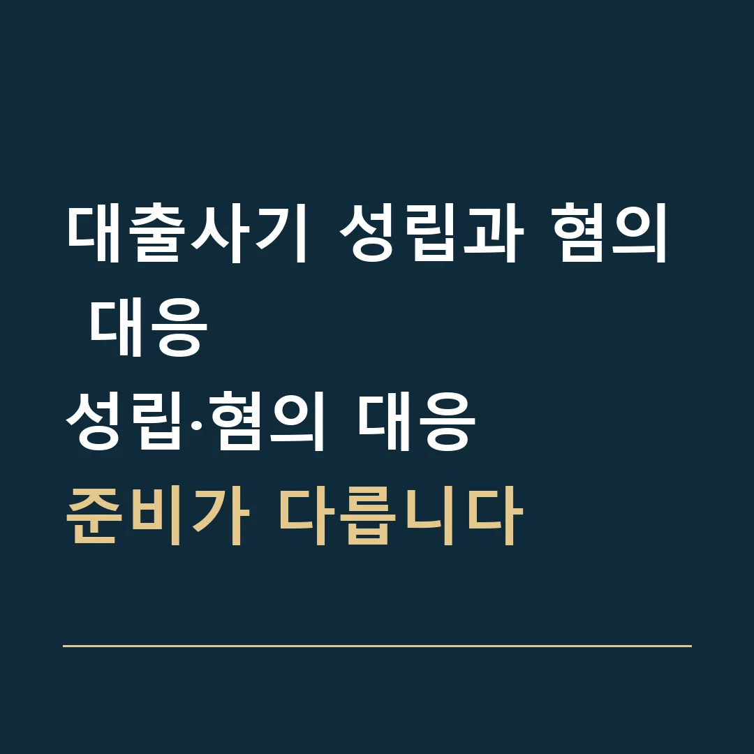 대출사기 성립과 혐의 대응 · 성립·혐의 대응
준비가 다릅니다