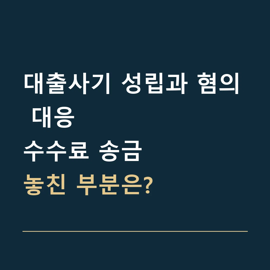 대출사기 성립과 혐의 대응 · 수수료 송금
놓친 부분은?