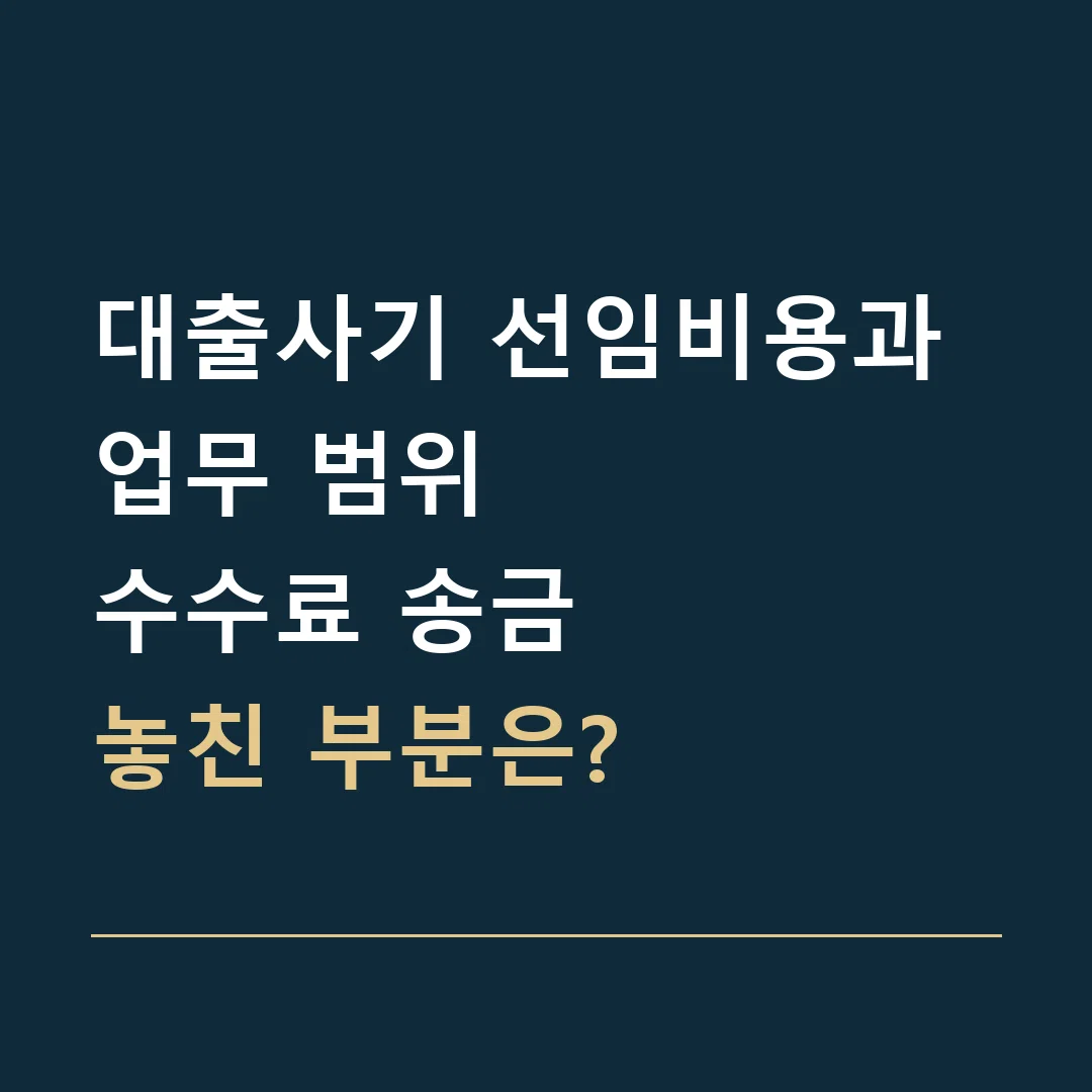 대출사기 선임비용과 업무 범위 · 수수료 송금
놓친 부분은?