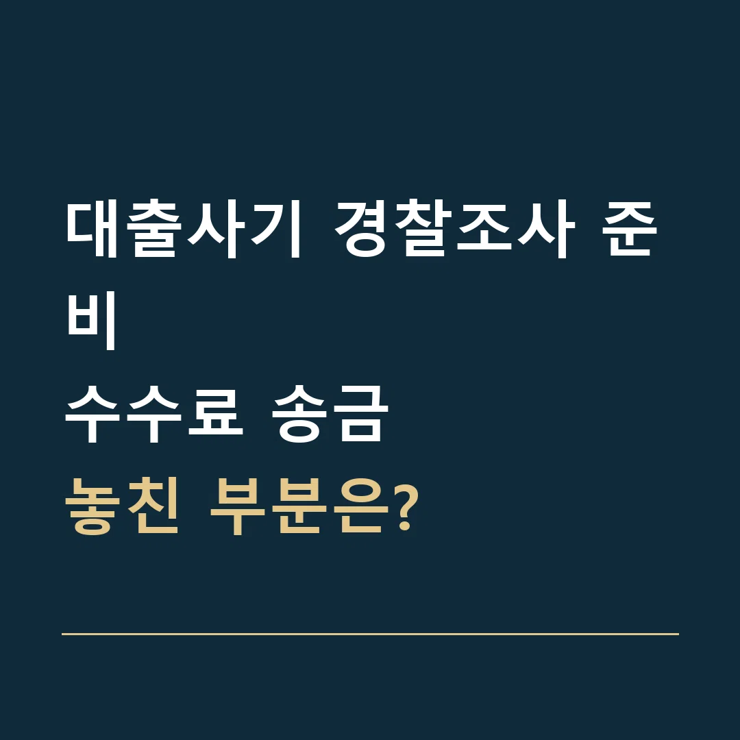 대출사기 경찰조사 준비 · 수수료 송금
놓친 부분은?