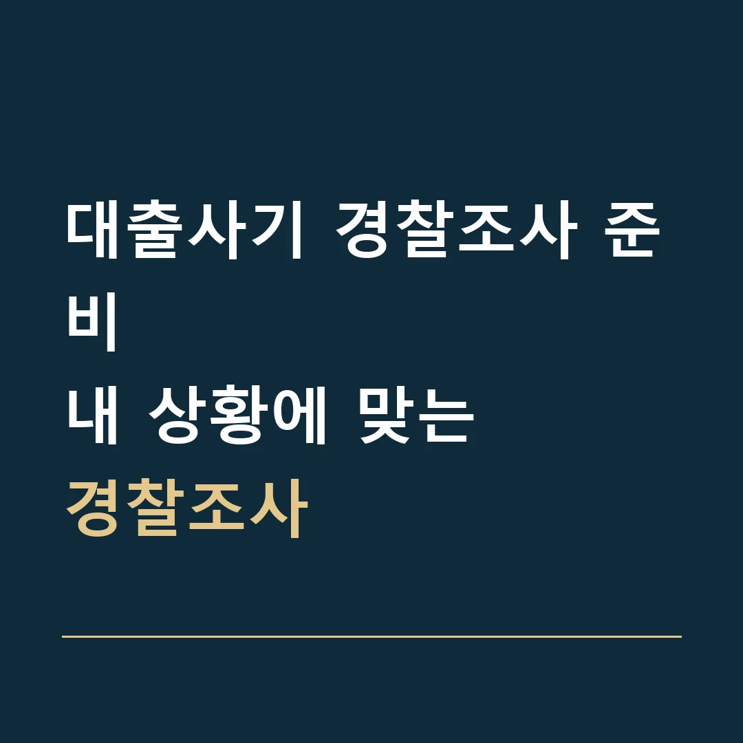 대출사기 경찰조사 준비 · 내 상황에 맞는
경찰조사