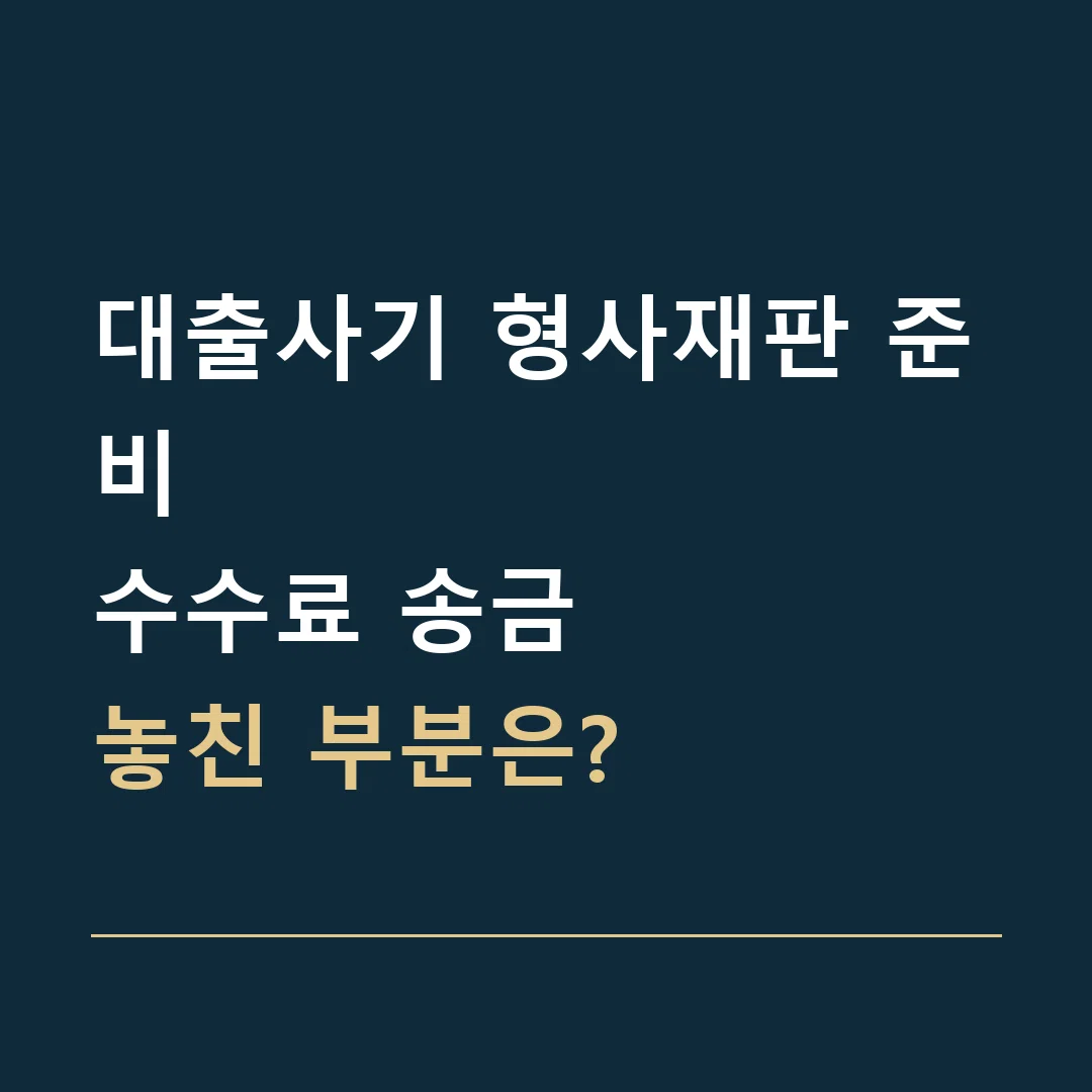 대출사기 형사재판 준비 · 수수료 송금
놓친 부분은?