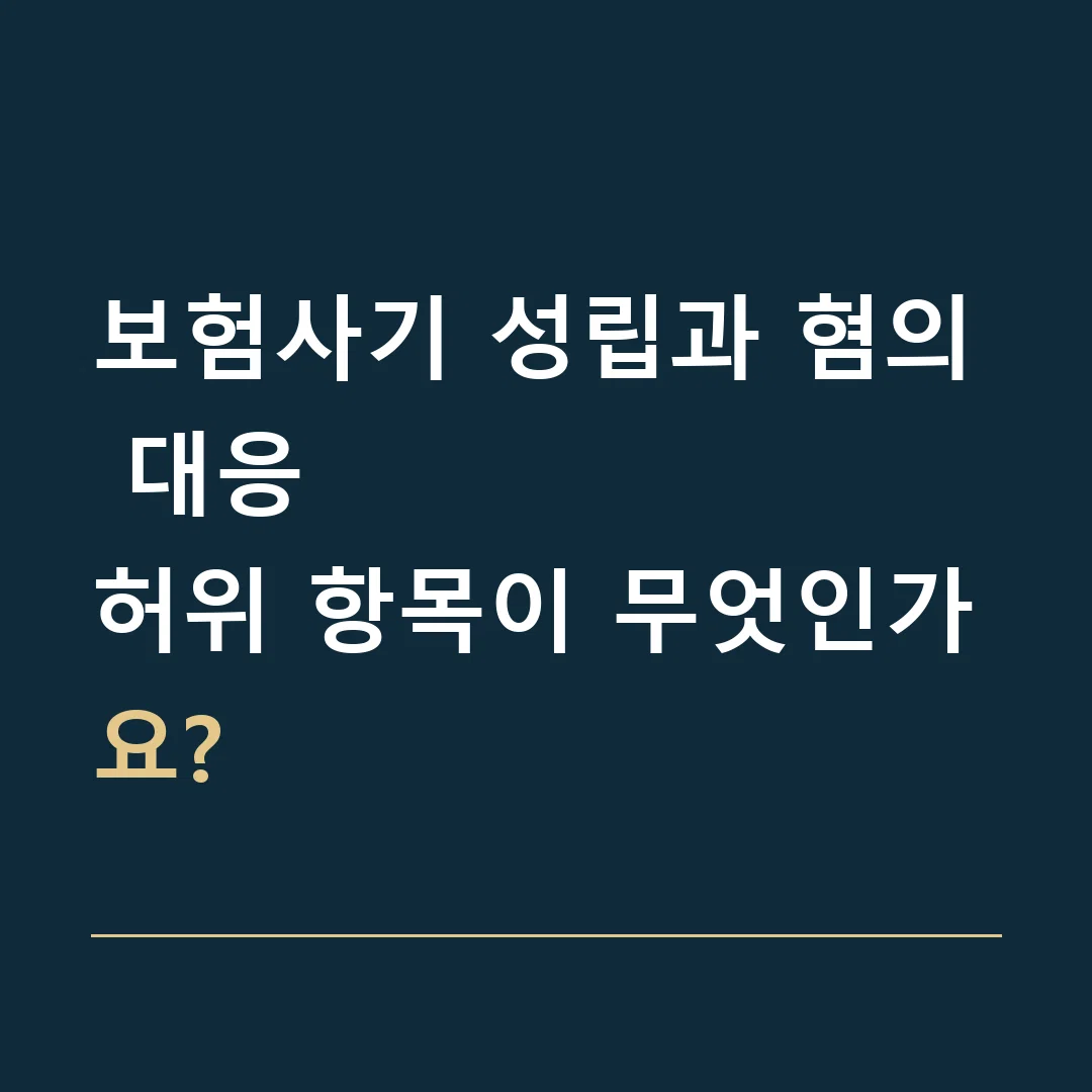 보험사기 성립과 혐의 대응 · 허위 항목이 무엇인가요?