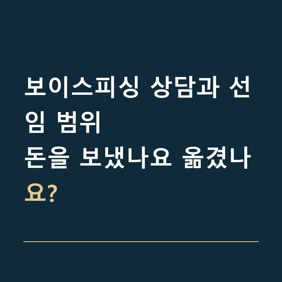 보이스피싱 상담과 선임 범위 · 돈을 보냈나요 옮겼나요?