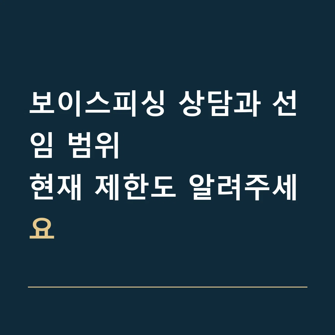 보이스피싱 상담과 선임 범위 · 현재 제한도 알려주세요