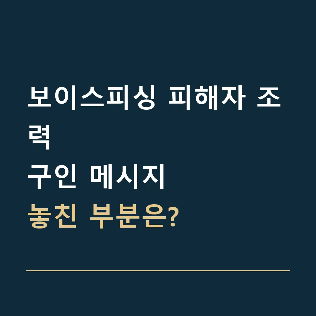 보이스피싱 피해자 조력 · 구인 메시지
놓친 부분은?