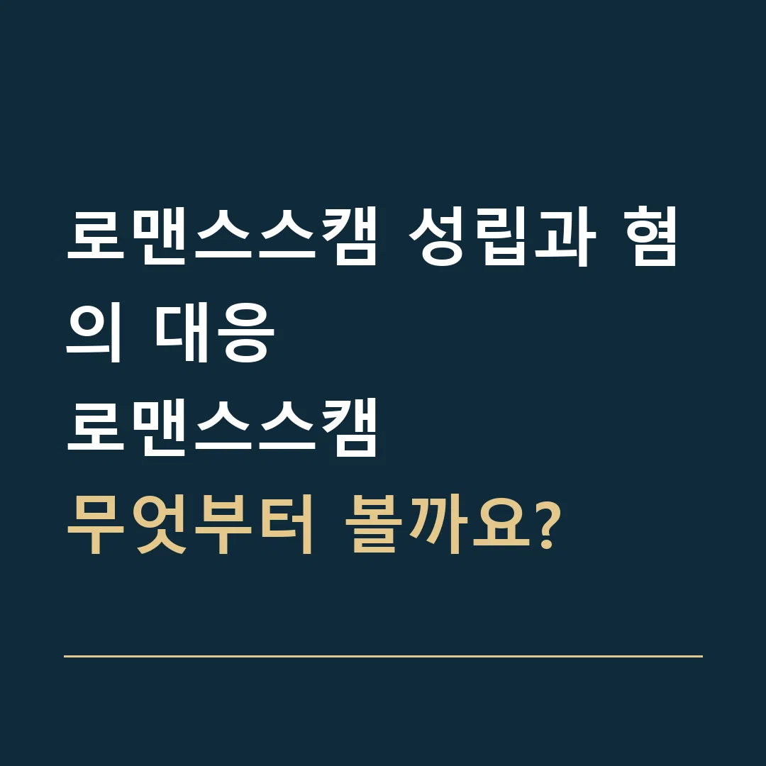 로맨스스캠 성립과 혐의 대응 · 로맨스스캠
무엇부터 볼까요?