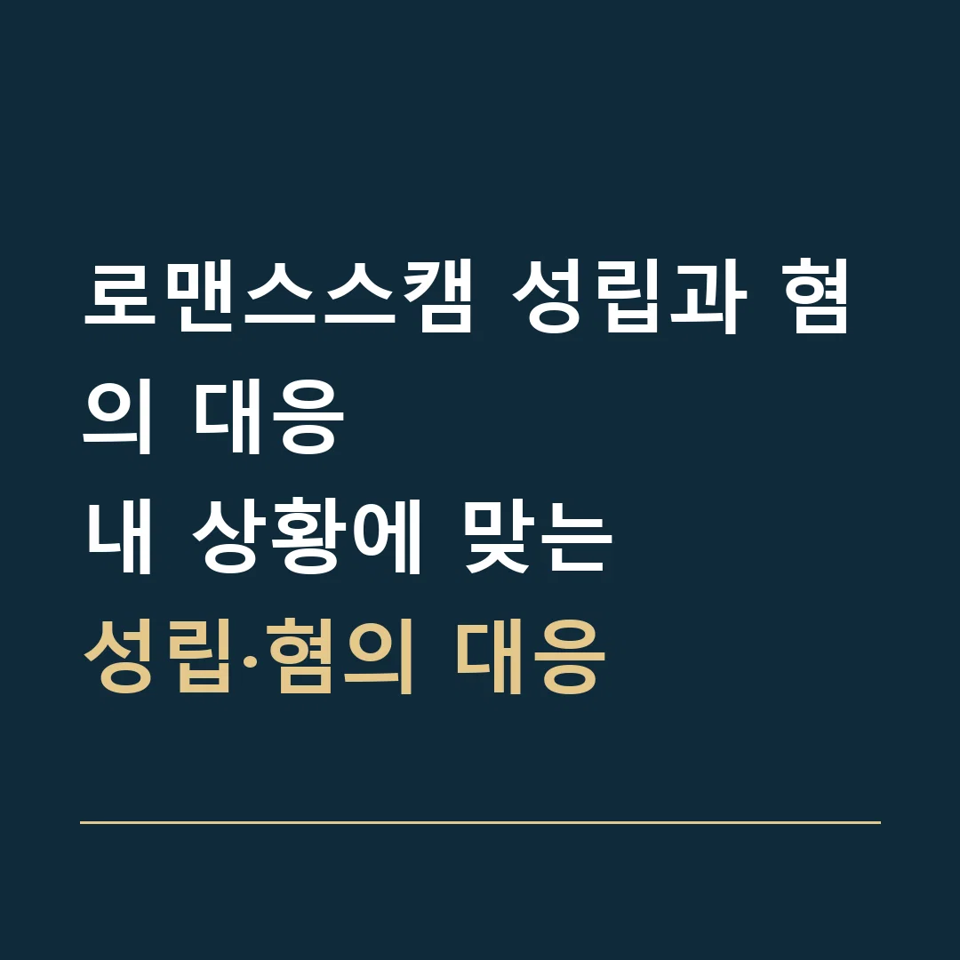 로맨스스캠 성립과 혐의 대응 · 내 상황에 맞는
성립·혐의 대응