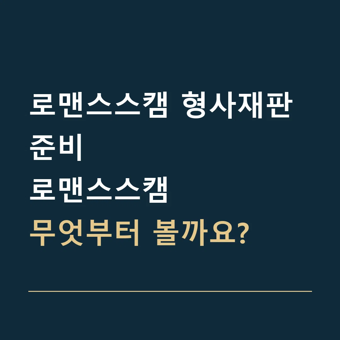 로맨스스캠 형사재판 준비 · 로맨스스캠
무엇부터 볼까요?