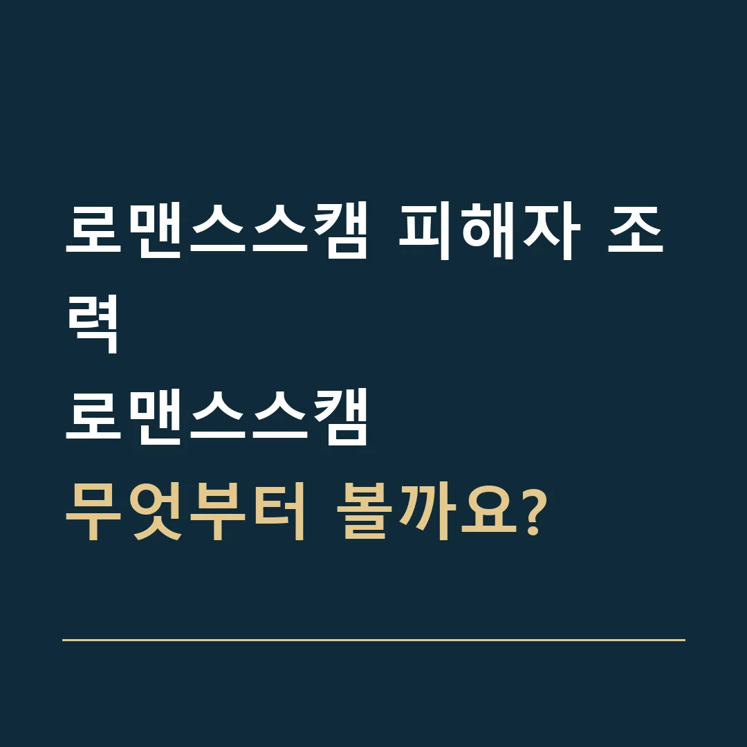로맨스스캠 피해자 조력 · 로맨스스캠
무엇부터 볼까요?