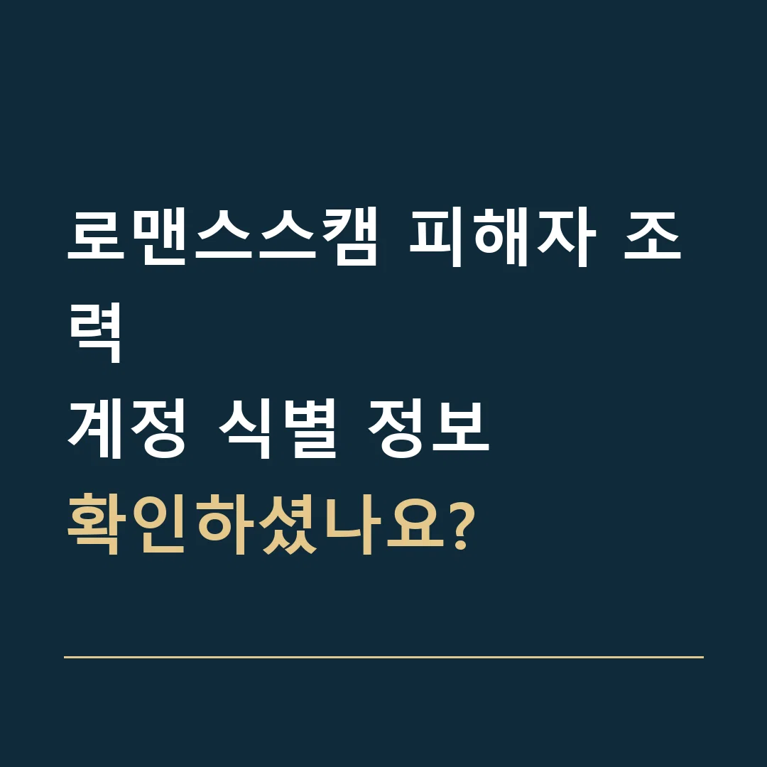 로맨스스캠 피해자 조력 · 계정 식별 정보
확인하셨나요?