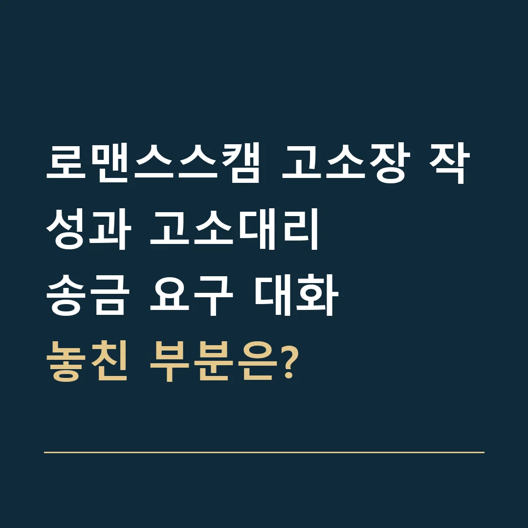 로맨스스캠 고소장 작성과 고소대리 · 송금 요구 대화
놓친 부분은?